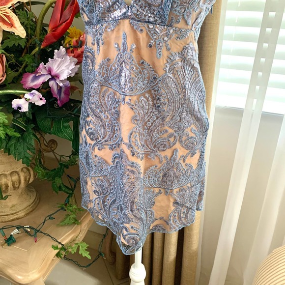 Free People Night Shimmers Sequin Mini Dress in Blue - Picture 6 of 15